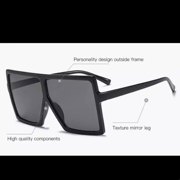 “PRICE. DROP” Oversized Black Glossy Square Sunglasses - Picture 3 of 5